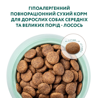 Сухий корм OptiMeal Hypoallergenic для собак середніх та великих порід гіпоалергенний з лососем1,5кг