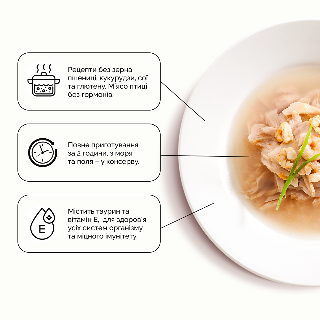 Вологий корм Cherie Yellowfin Tuna with with Shrimp Entrеes in Gravy для котів жовтоперий тунець з креветками 80г