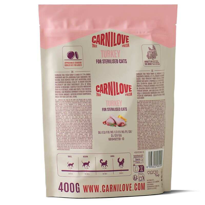 Сухий корм Carnilove True Fresh Turkey Sterilised Cat для стерилізованих котів з індичкою,400 г