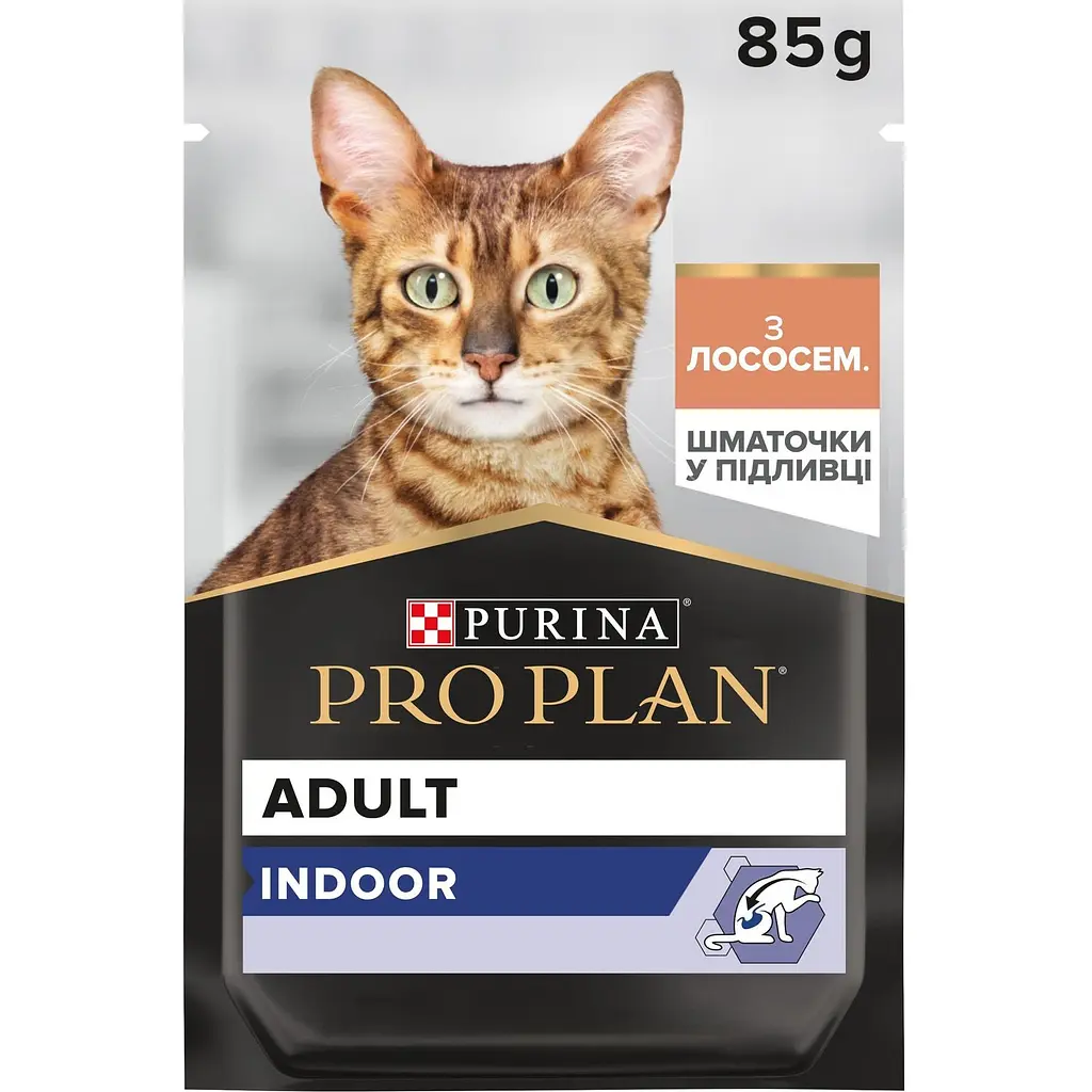 Вологий корм Purina Pro Plan Adult Indoor для домашніх котів з лососем 85 г