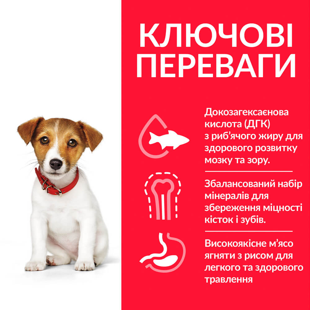 Сухий корм Hill's SP Puppy Small & Miniature Lamb & Rice для цуценят малих та мініатюрних порід з ягням 1.5 кг