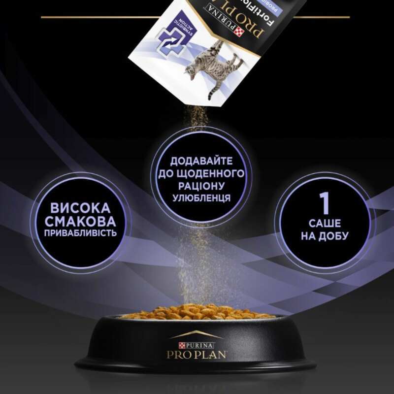 Пробіотик з пребіотиком Purina Pro Plan FortiFlora Plus для підтримки мікрофлори кишківника у дорослих котів та кошенят 1.5 г,1 саше