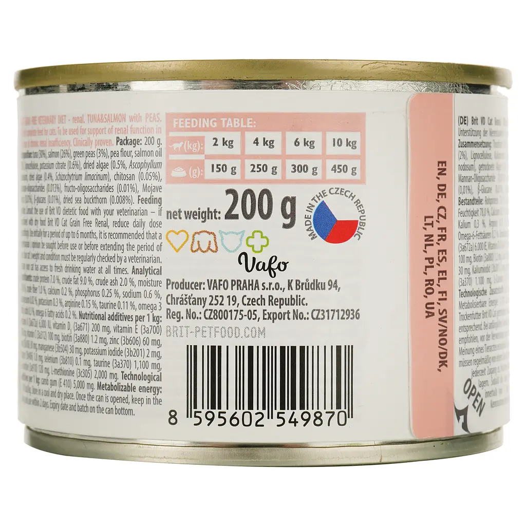 Вологий корм Brit GF Veterinary Diet Cat Renal для котів з нирковою недостатністю з тунцем та лососем