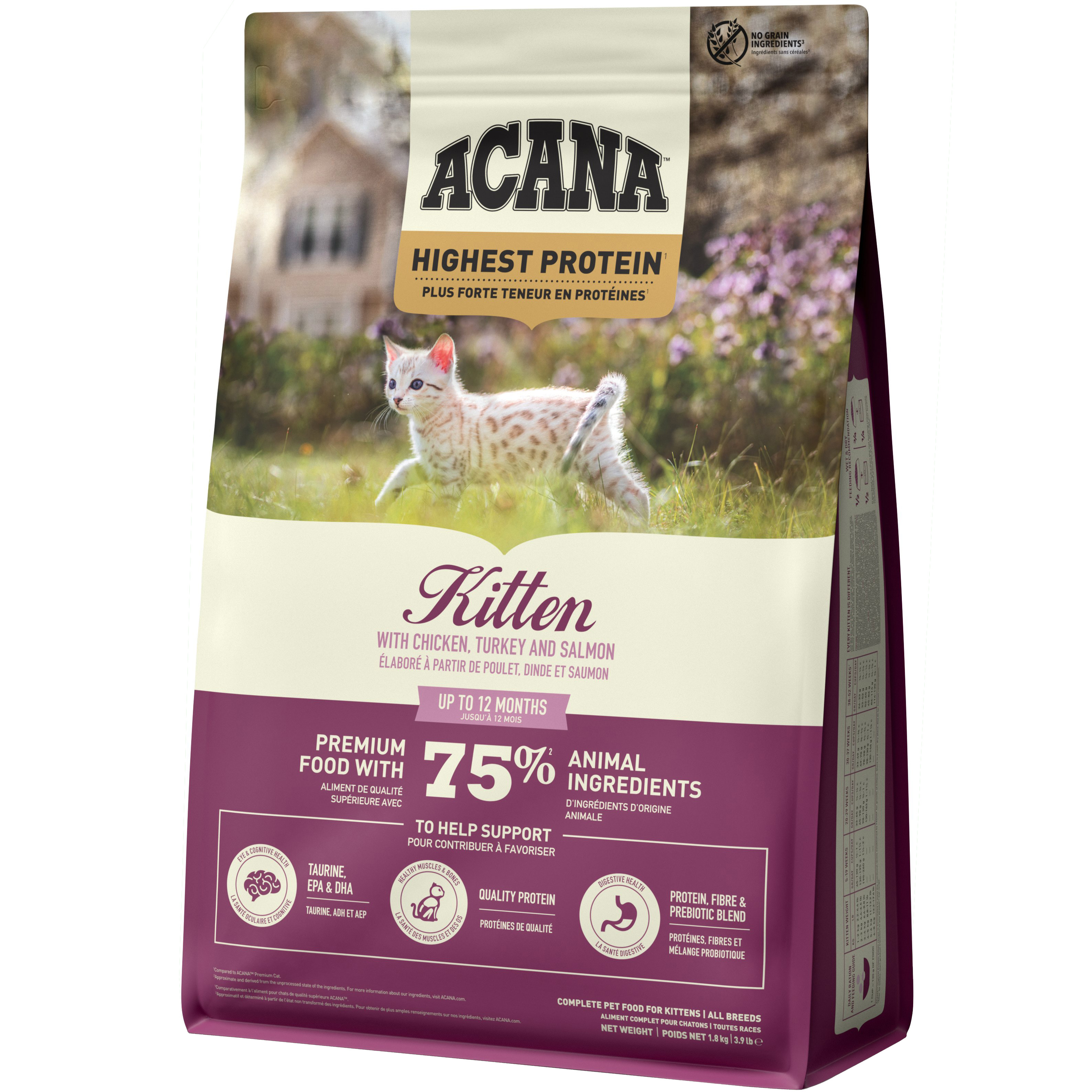 Сухий корм Acana Highest Protein Kitten Recipe для кошенят усіх порід з куркою, індичкою та лососем 1,8 кг