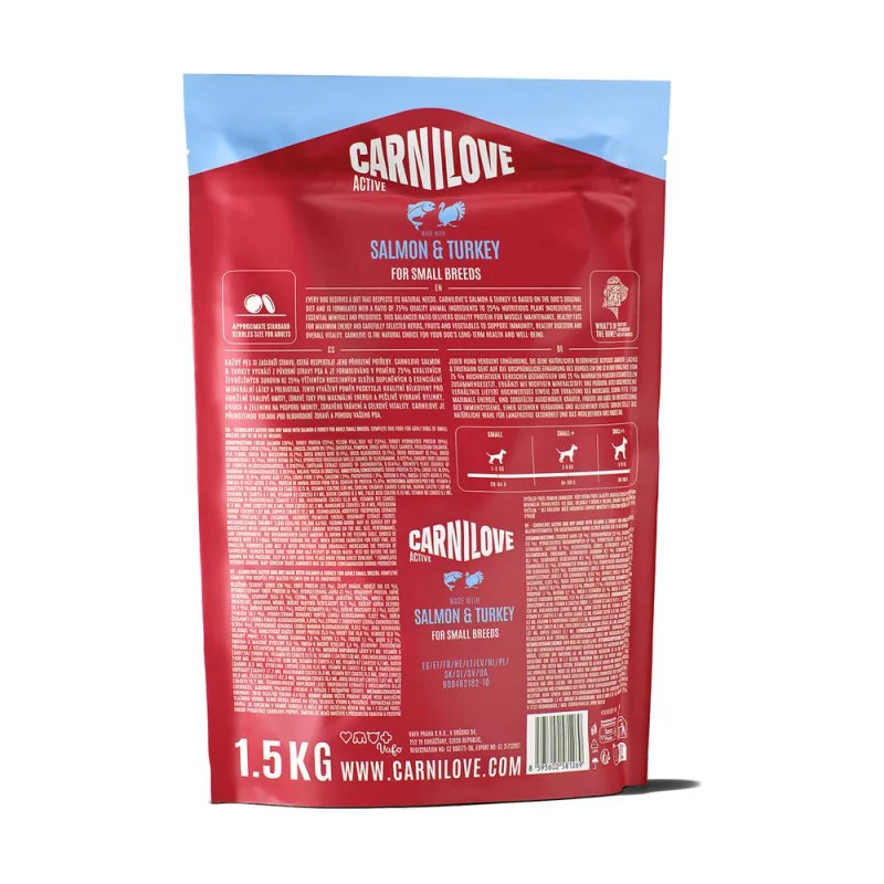 Сухий корм Carnilove Active Dog Adult Small Breed Salmon & Turkey для cобак малих порід з лососем та індичкою,1,5 кг
