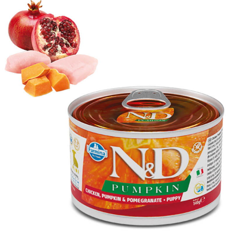 Вологий корм Farmina N&D Pumpkin GF Puppy Mini Chicken, Pumpkin & Pomegranate для цуценят дрібних порід з куркою, гарбузом та гранатом 140 г