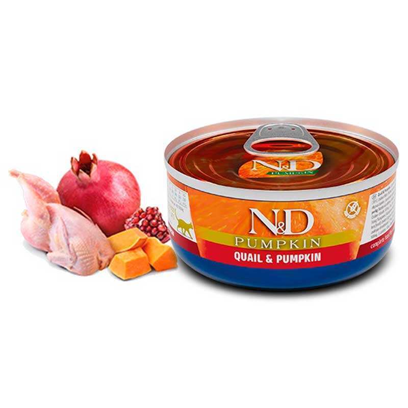 Вологий корм Farmina N&D Pumpkin Grain Free Cat Adult Quail & Pumpkin Cans для котів з перепілкою та гарбузом 70 г