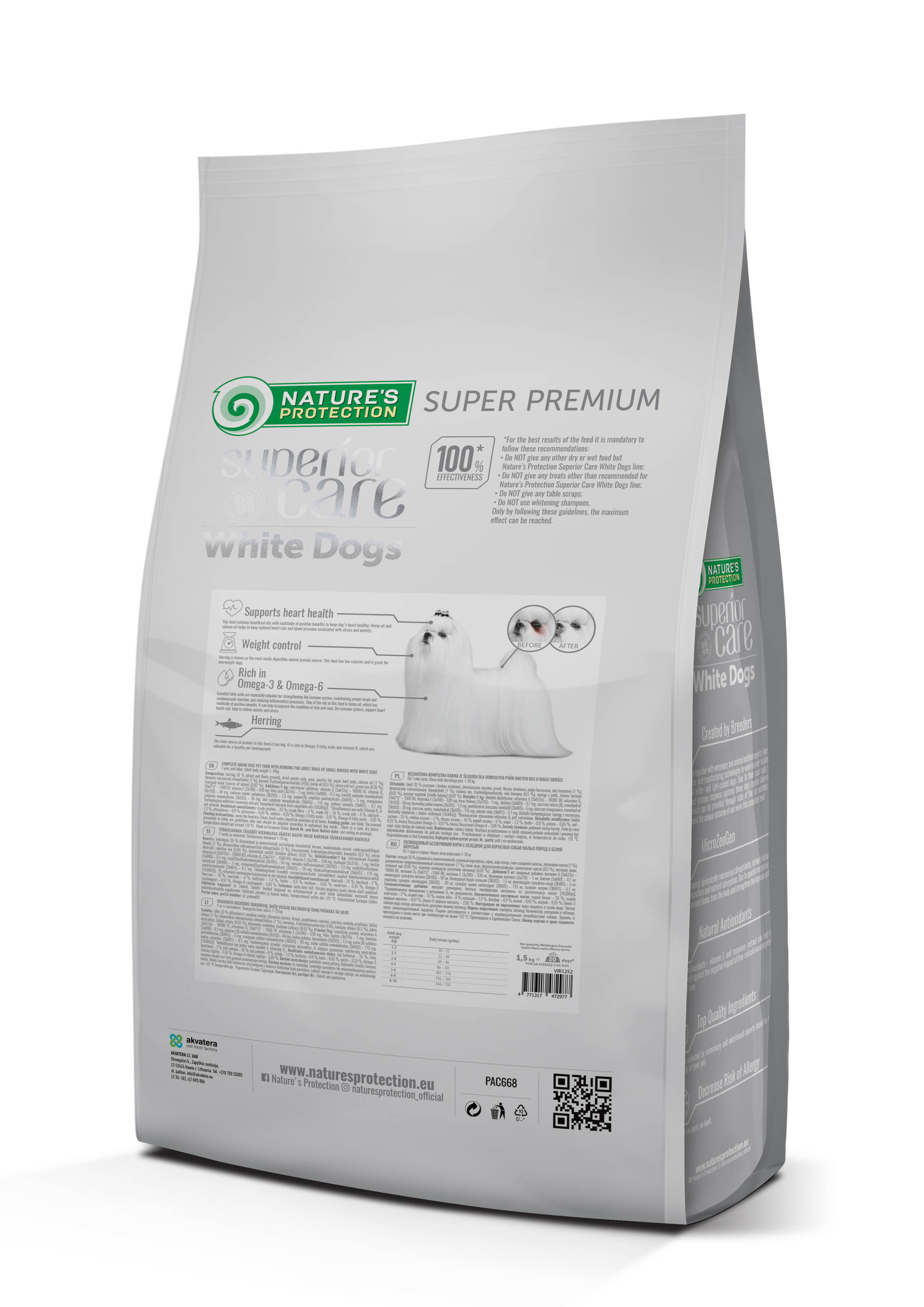 Сухий корм Nature's Protection Superior Care White Dogs Grain Free Adult Small and Mini Breeds with Herring для собак малих порід з білою шерстю з оселедцем 1,5 кг
