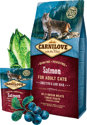 Сухий корм CarniLove Salmon Sensitive&Long Hair для котів із чутливим травленням з лососем 2кг