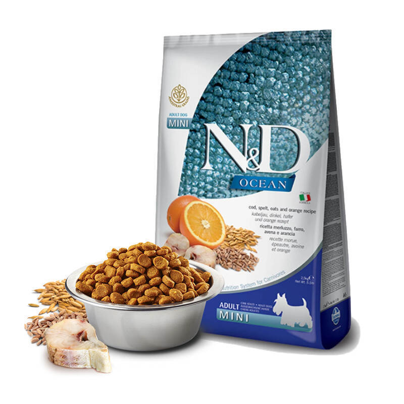 Сухий корм Farmina N&D Ocean Dog Adult Mini Cod, Spelt, Oats & Orange для собак дрібних порід з тріскою та апельсином 800 г
