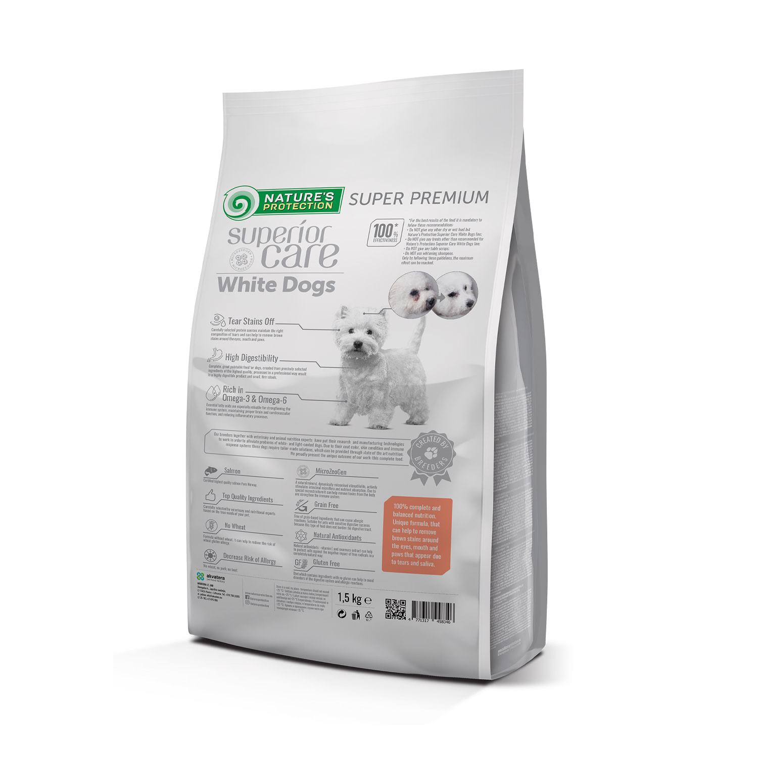 Сухий корм Nature's Protection Superior Care White dogs Grain Free Salmon Adult Small and Mini Breeds для собак малих порід з білою шерстю з лососем 1,5 кг
