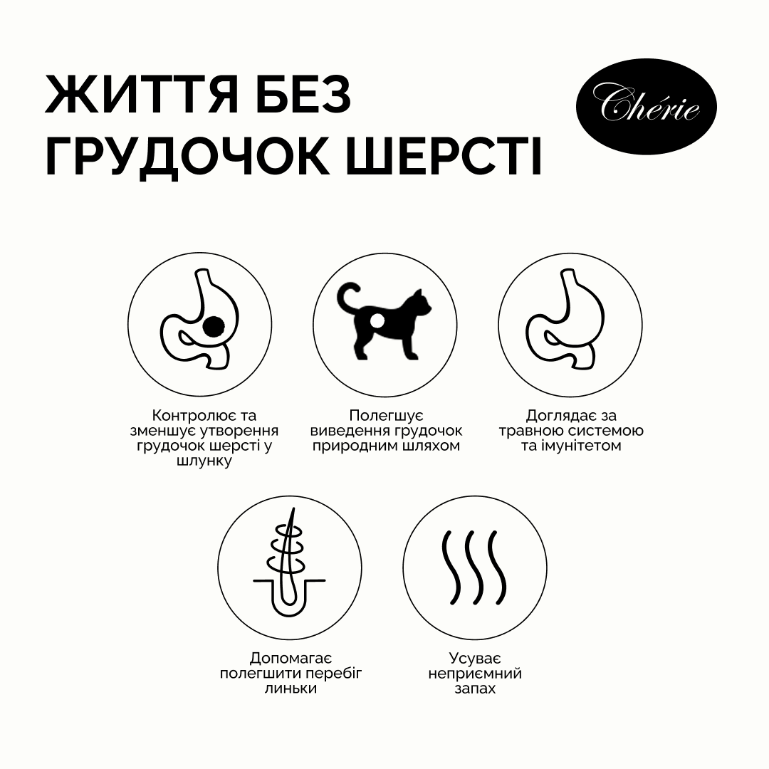 Вологий корм Cherie Hairball Control Tuna & Shrimp для котів тунець з креветками 80г
