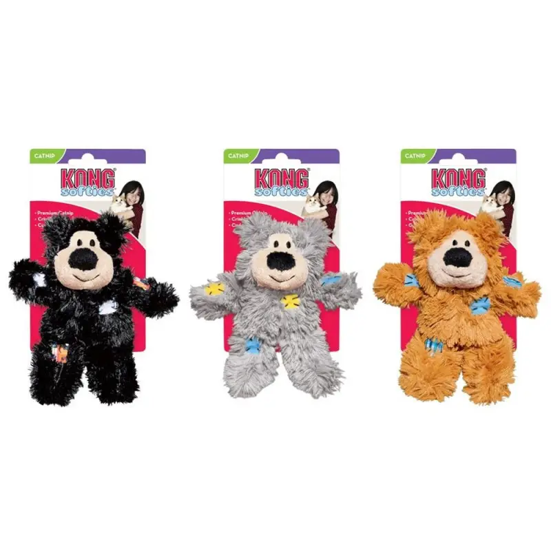 KONG Softies Patchwork Bear Іграшка для котів Ведмедик в асортименті
