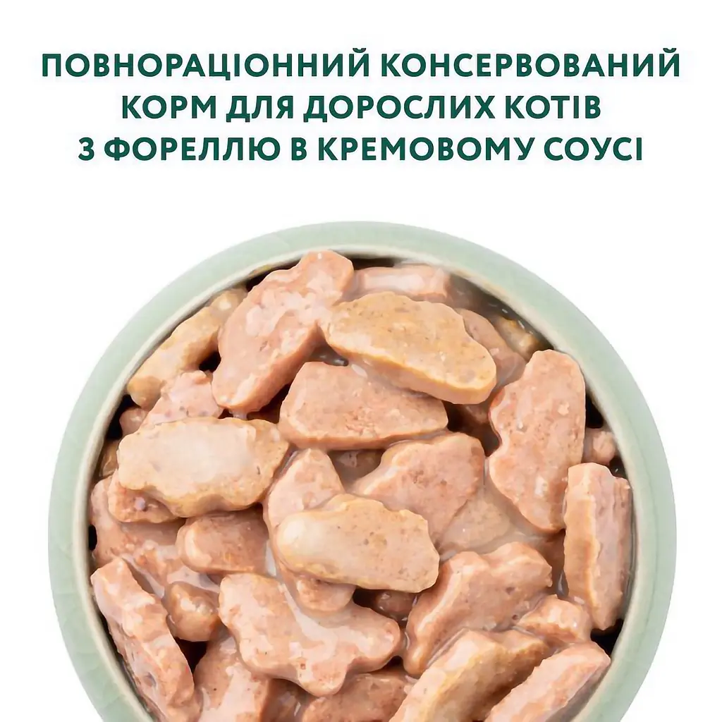 Вологий корм OptiMeal Adult Cats для дорослих котів з фореллю в кремовому соусі 85 г