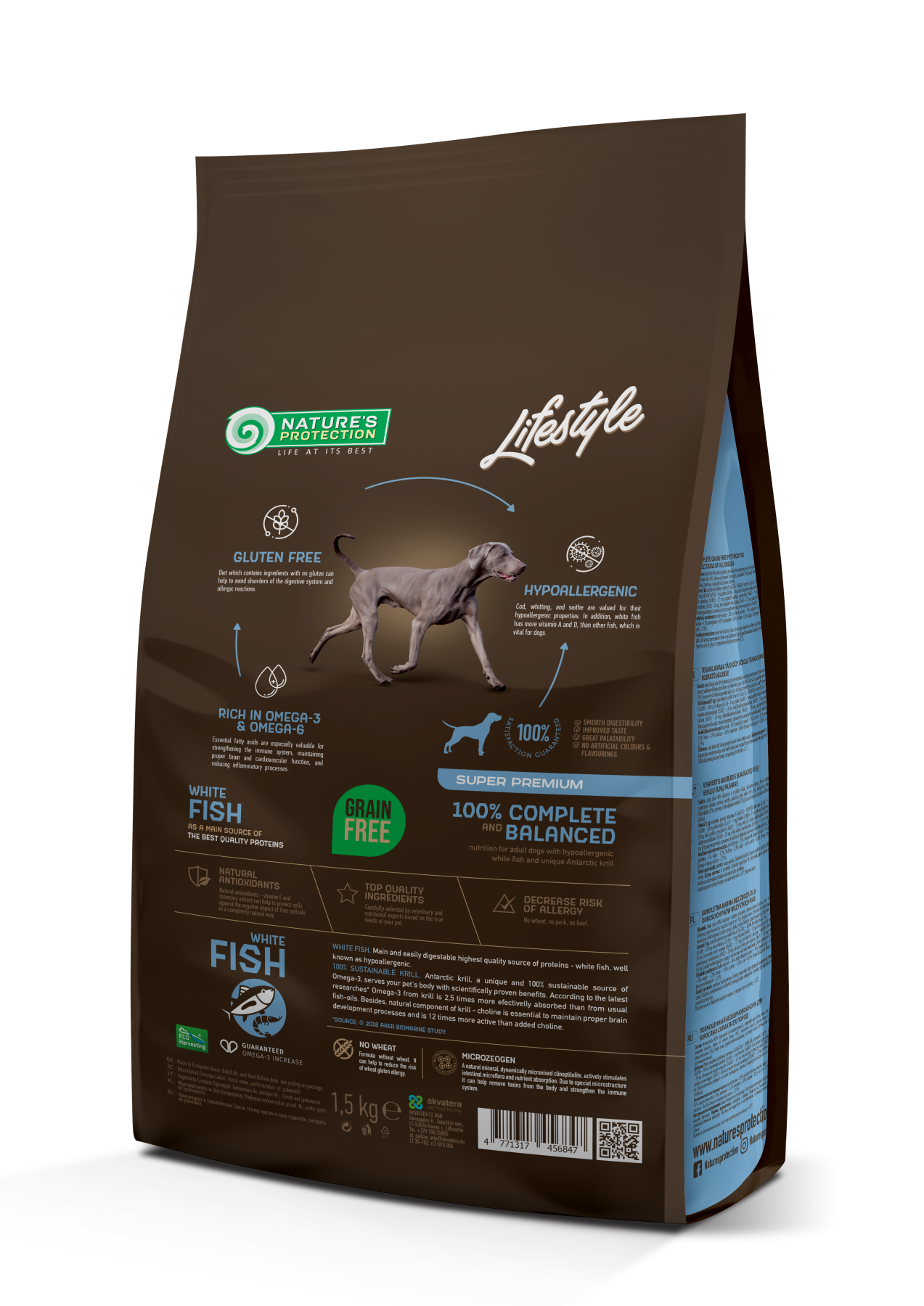 Сухий корм Nature's Protection Lifestyle Grain Free White Fish Adult All Breeds для собак всіх порід з білою рибою 1,5кг