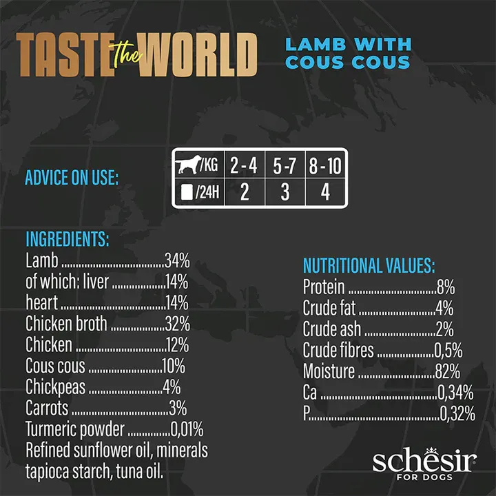 Вологий корм Schesir Taste the World Lamb with Cous Cous для собак з ягням та кускусом,150 г