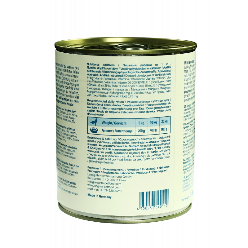 Вологий корм Isegrim Adult Salmon Lachs для собак лосось та пшоно 800г