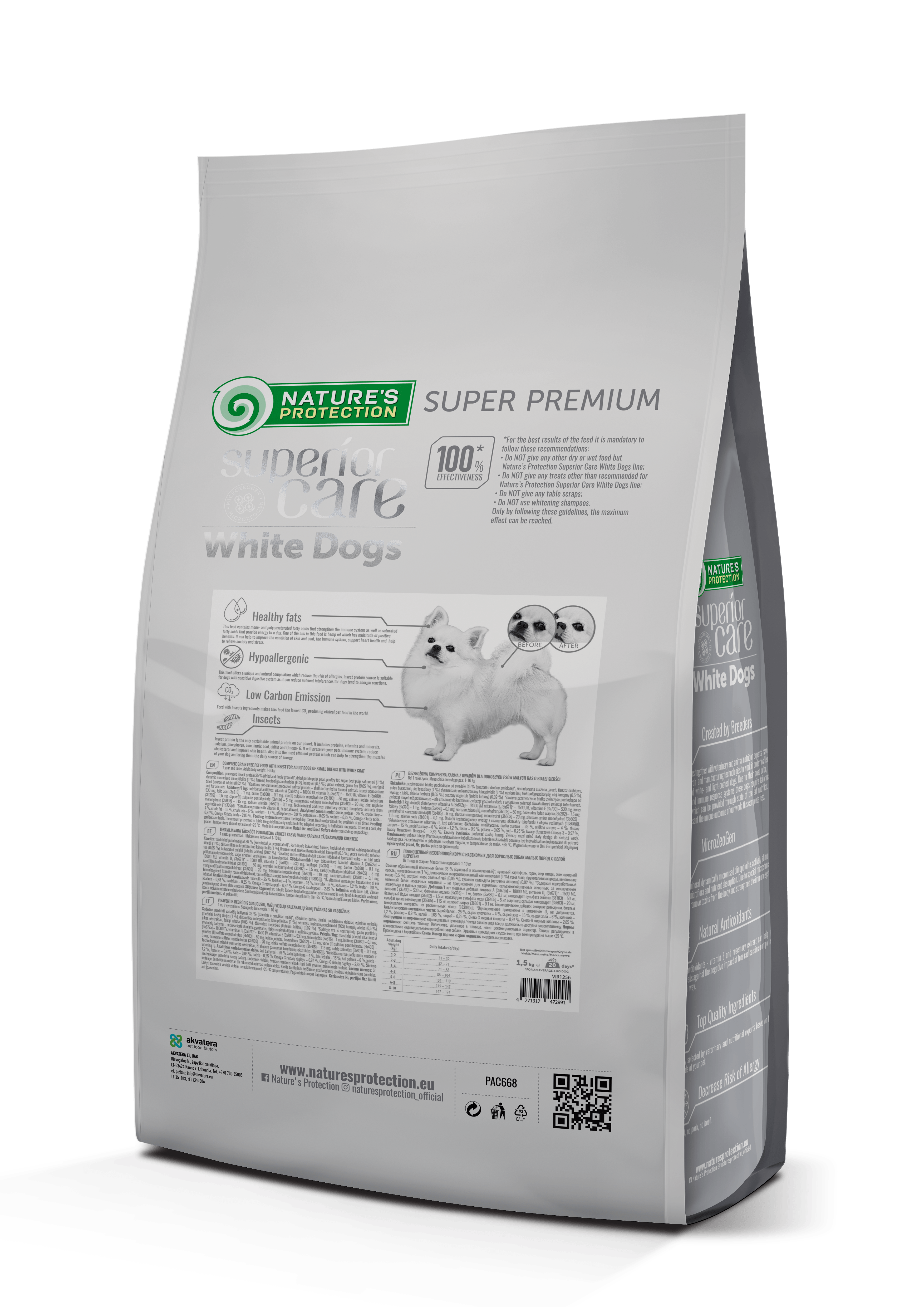 Сухий корм Nature's Protection Superior Care White Dogs Grain Free Adult Small and Mini Breeds with Insect для собак малих порід з білою шерстю з комахами 1,5 кг