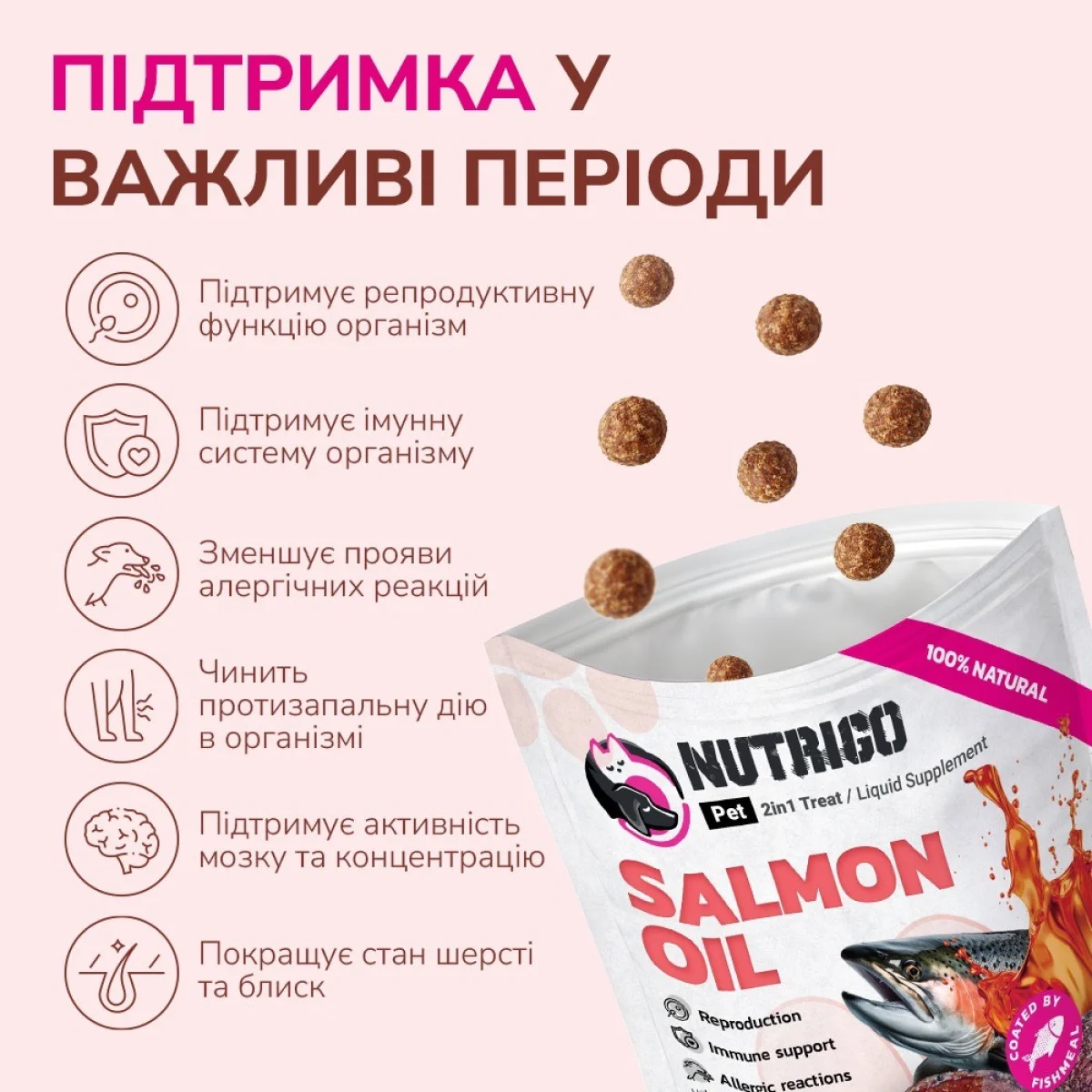 Ласощі LK Baits Pet Nutrigo Salmon Oil Mini для собак малих порід з олією лосося,75 г