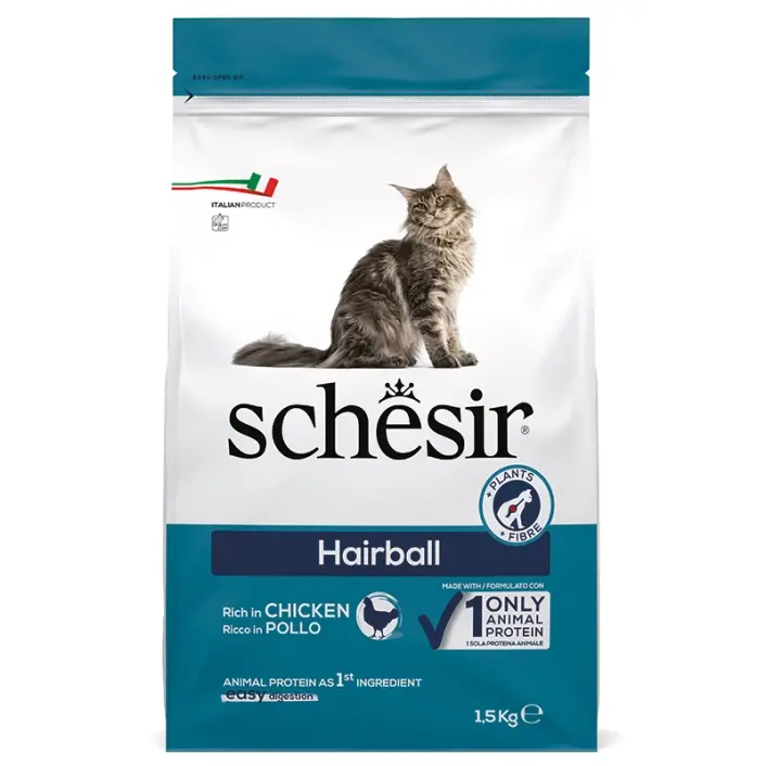 Сухий корм Schesir Cat Hairball для виведення шерсті у котів з куркою 1,5 кг