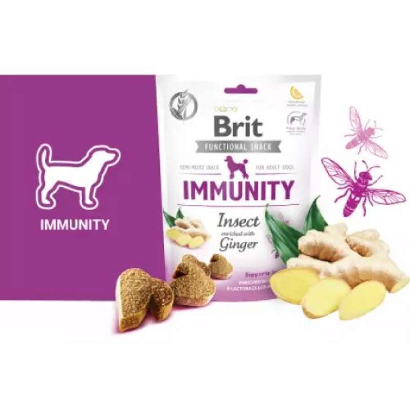 Ласощі для собак Brit Care Dog Snack Immunity з комахами та імбиром для імунітету,150 г