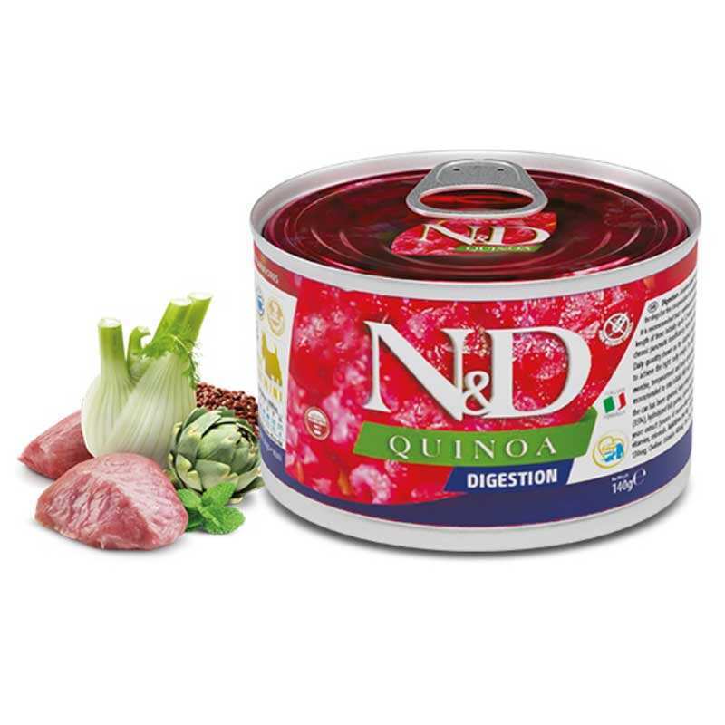 Вологий корм Farmina N&D Quinoa Dog Adult Mini Digestion Lamb & Fennel Cans для собак дрібних порід з ягням, кіноа та фенхелем 140 г