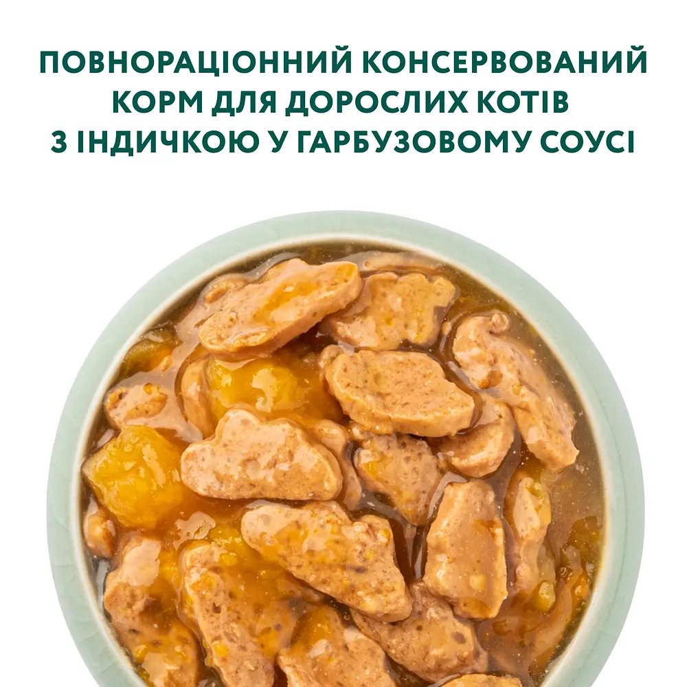 Вологий корм OptiMeal Adult Cats для дорослих котів з індичкою в гарбузовому соусі 85 г