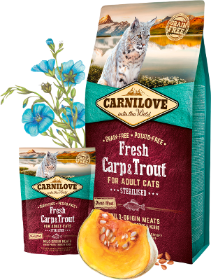 Сухий корм CarniloveFresh Carp and Trouth Sterilised for Adult cats з коропом та фореллю для стерилізованих котів 2кг