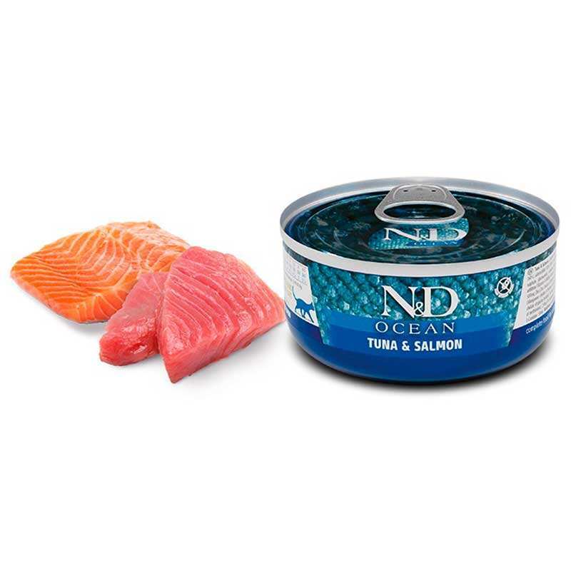 Вологий корм Farmina N&D Ocean Grain Free Cat Adult Tuna & Salmon Cans для котів з тунцем і лососем 70 г