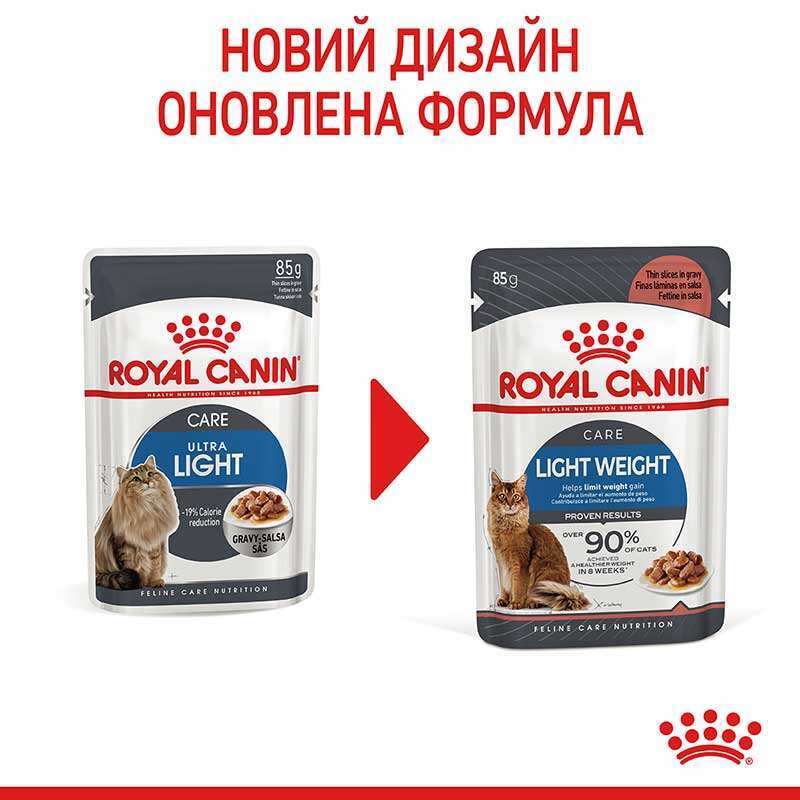 Вологий корм Royal Canin Light Weight Care slice in gravy для котів схильних до надмірної ваги (шматочки в соусі) 85 г