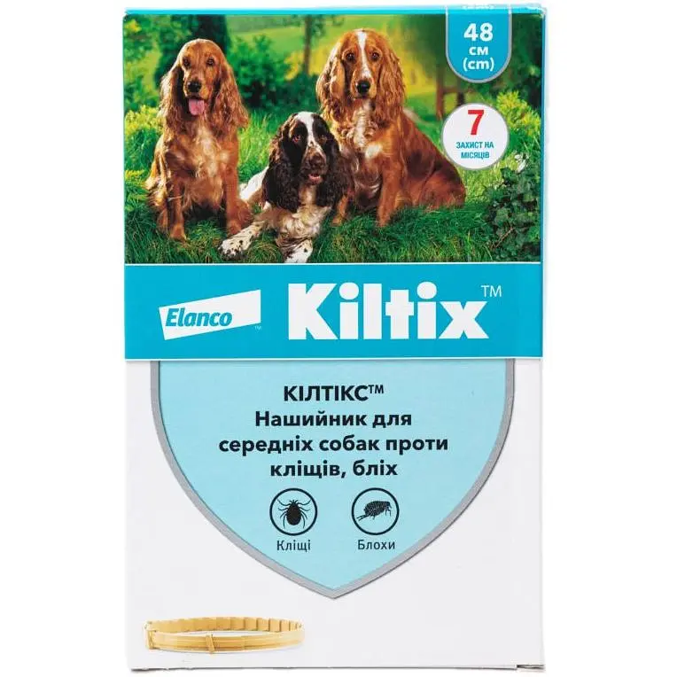 Elanco Kiltix (Кілтікс) нашийник від бліх та кліщів для середніх собак,48 см