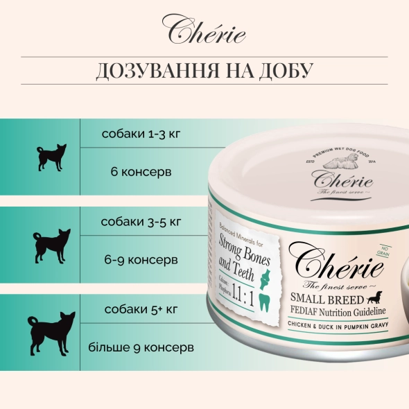 Вологий корм Cherie Small Breed Chicken&Duck in Pumpkin Gravy для собак курка з качкою в гарбузовому соусі, 80 г