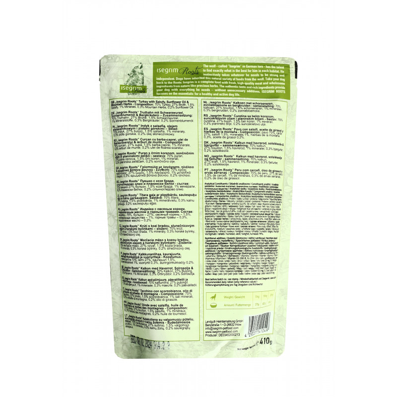 Вологий корм Isegrim Pouch Roots Turkey Monoprotein для собак індичка 410г