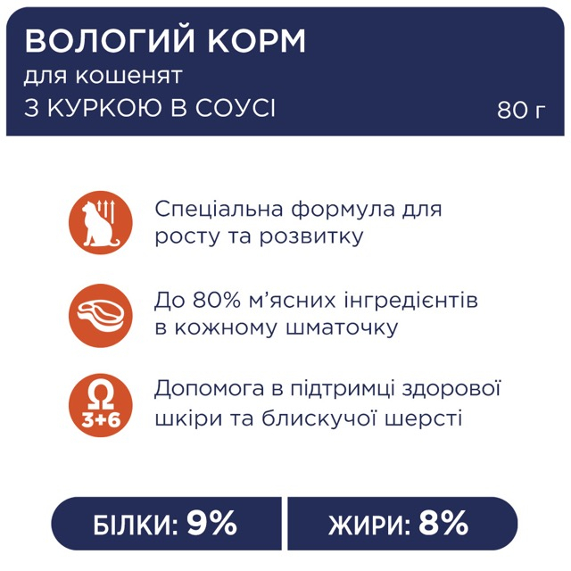 Вологий корм C4P Premium для кошенят з куркою в соусі