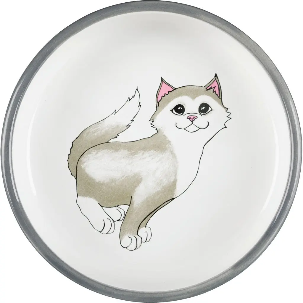 Trixie Миска для котів з коротким носом, кераміка, сірий 300 мл