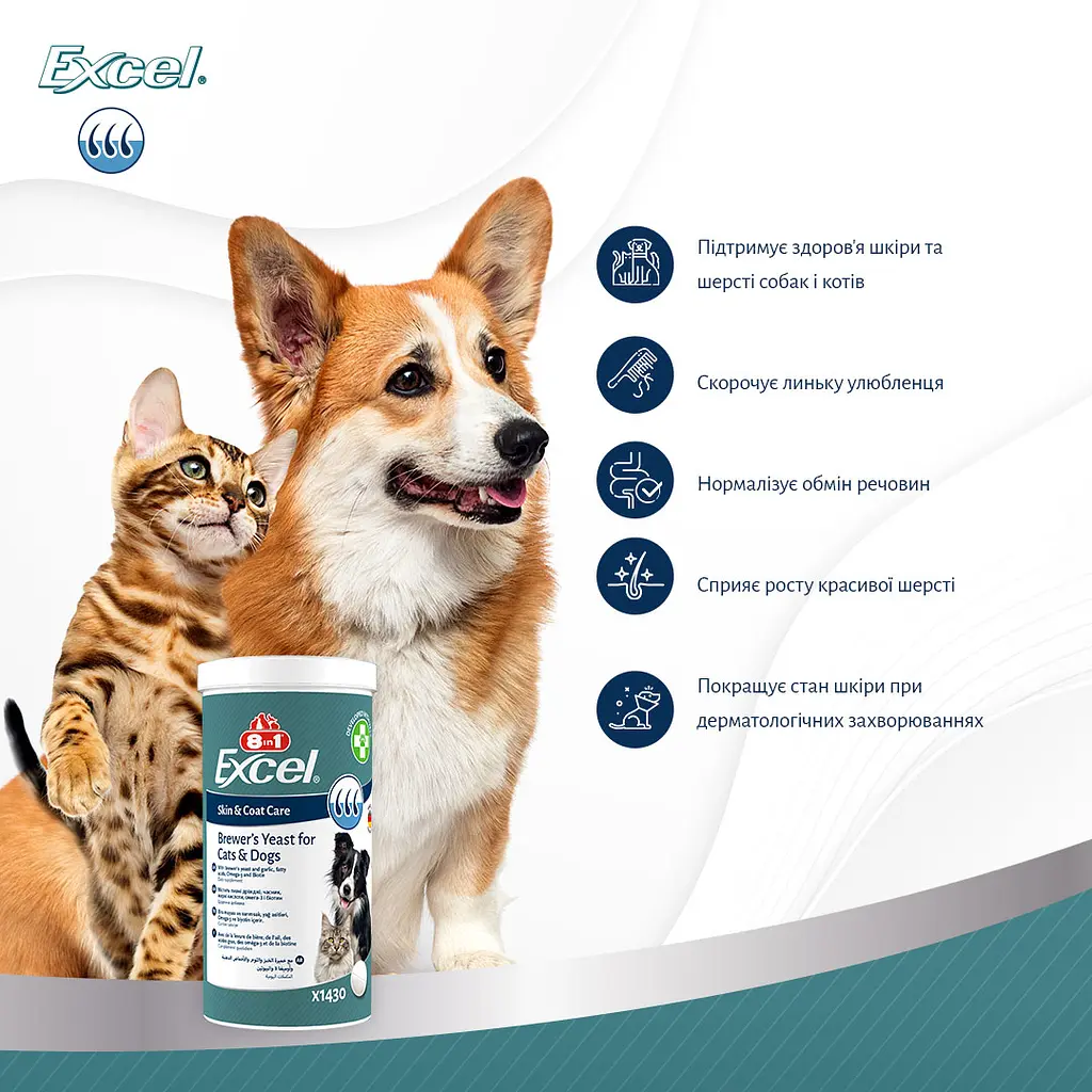 8 in 1 Brewers Yeast with Garlic - пивні дріжжі 8 в 1, 140 пігулок