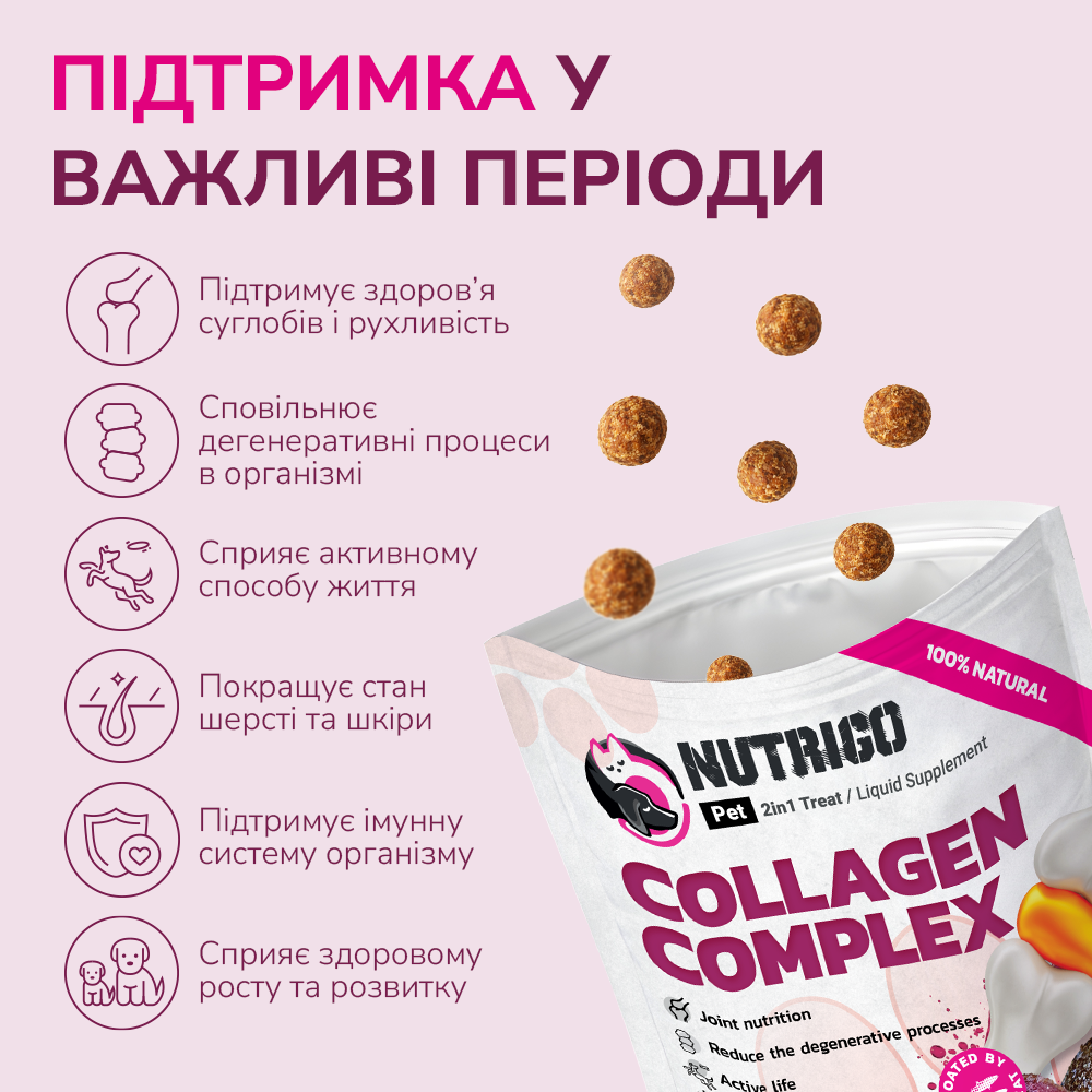 Ласощі LK Baits Pet Nutrigo Collagen Complex Mini для собак дрібних порід з колагеном,75 г