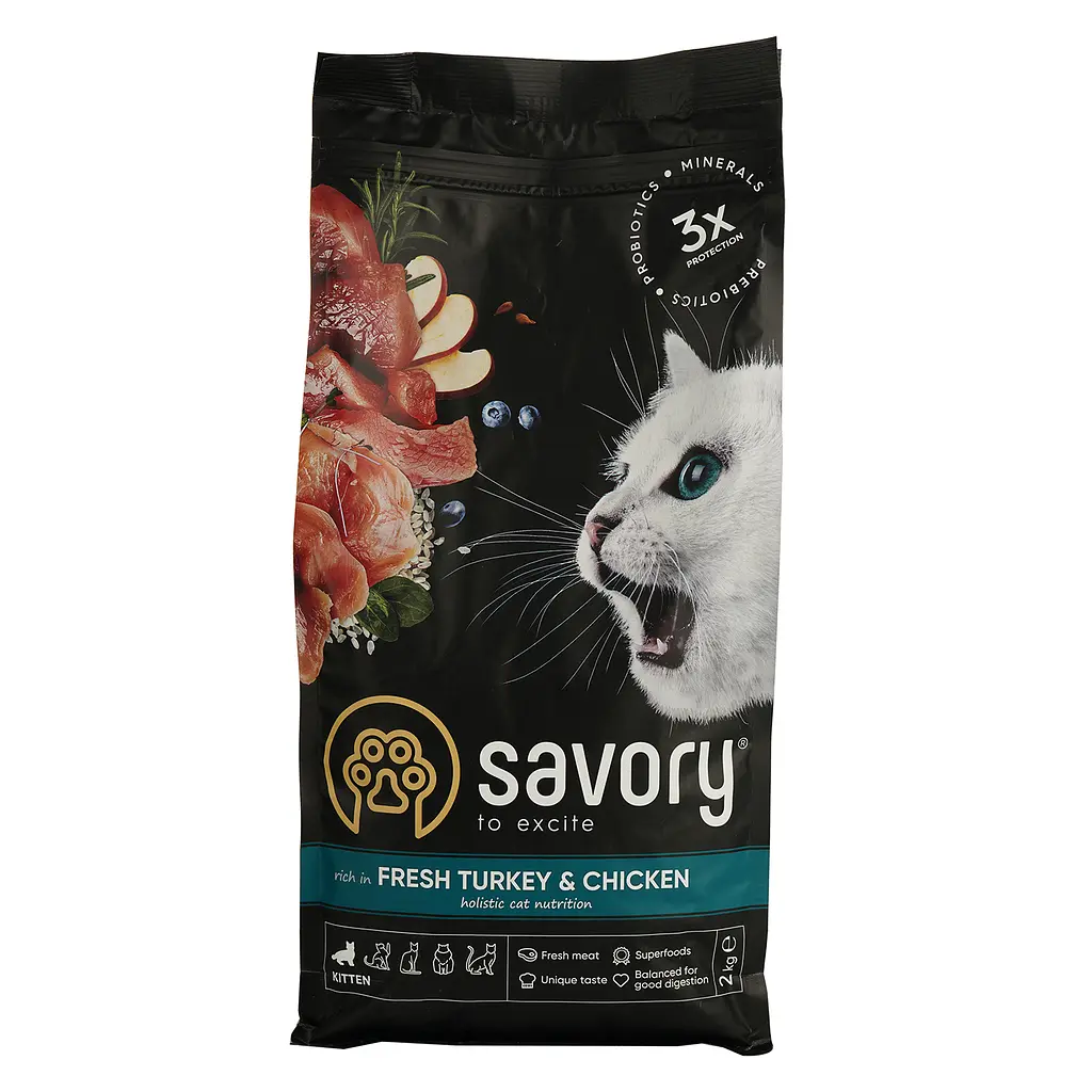 Сухий корм Savory Kitten Fresh Turkey & Chicken для кошенят 2кг