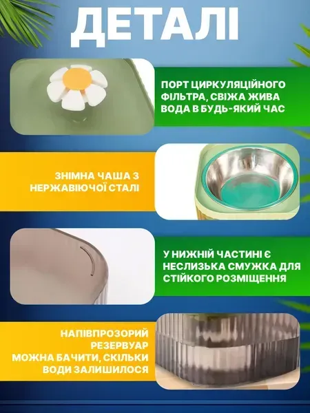 Автоматична напувалка-фонтан з годівницею 2 в 1 для собак і котів, 3 л