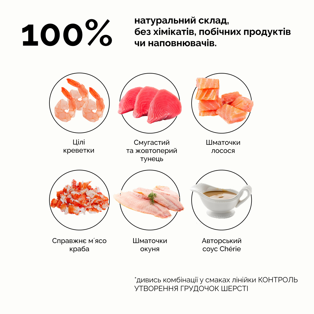 Вологий корм Cherie Hairball Control Tuna & Shrimp для котів тунець з креветками 80г