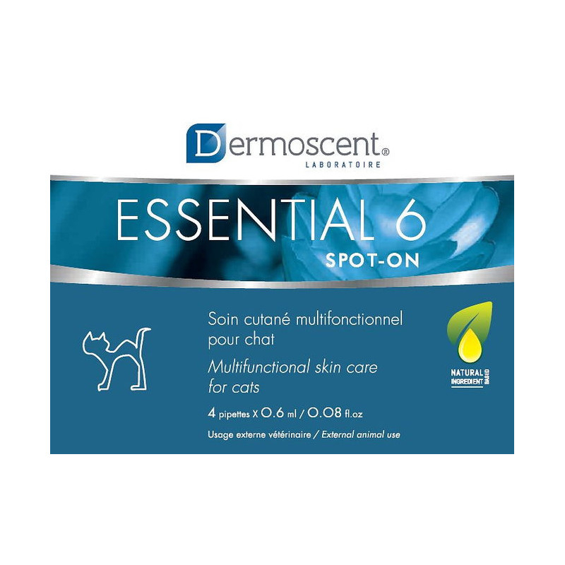 Dermoscent Essential 6 spot-on Краплі на холку для догляду за шкірою та шерстю котів, 1 піпетка