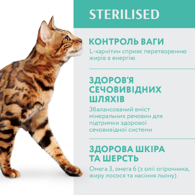 Сухий корм Optimeal Sterilized для котів стерилізованих з індичкою 10кг