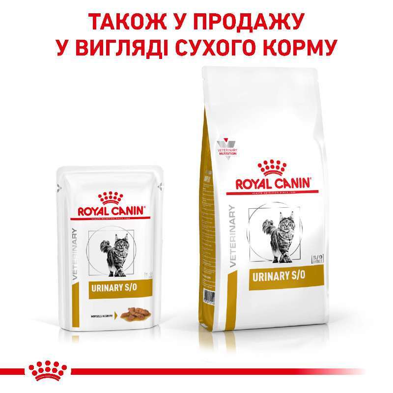 Вологий корм Royal Canin Urinary S/O Feline Pouches для котів при захворюваннях нижніх сечових шляхів (шматочки в соусі) 85 г