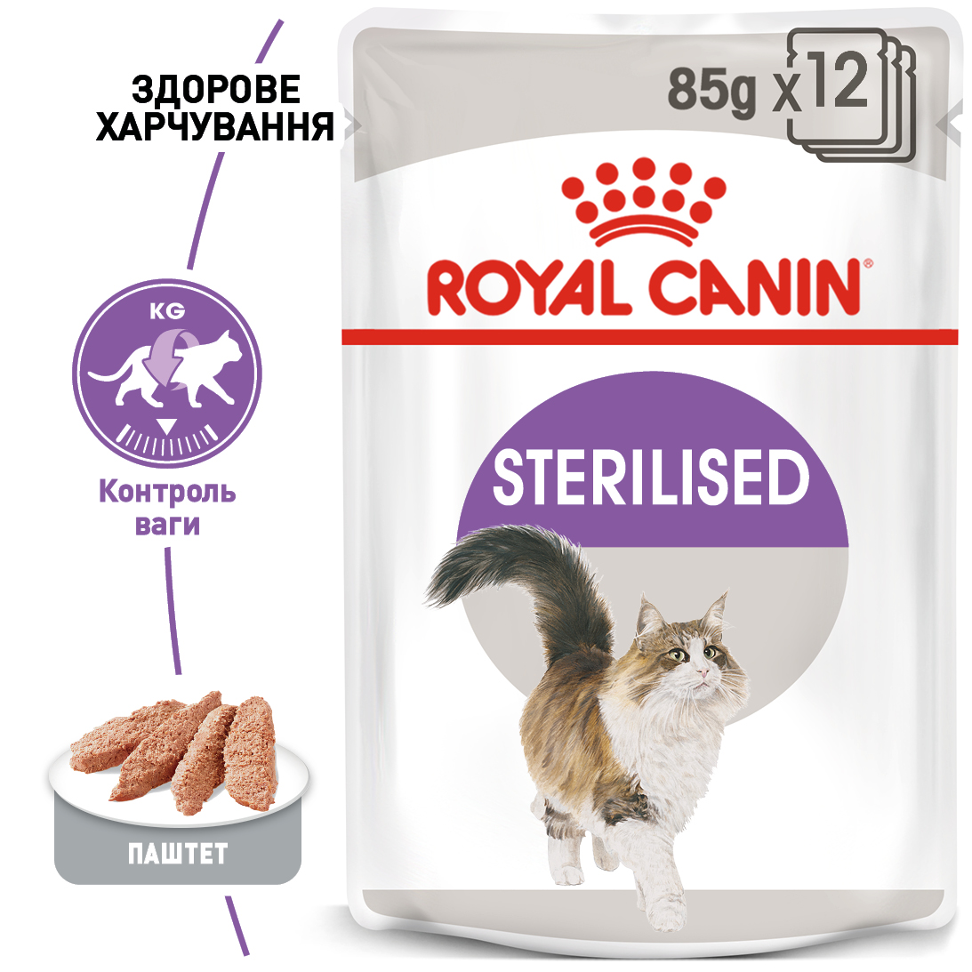 Вологий корм Royal Canin Sterilised Loaf для стерилізованих котів (паштет) 85 г