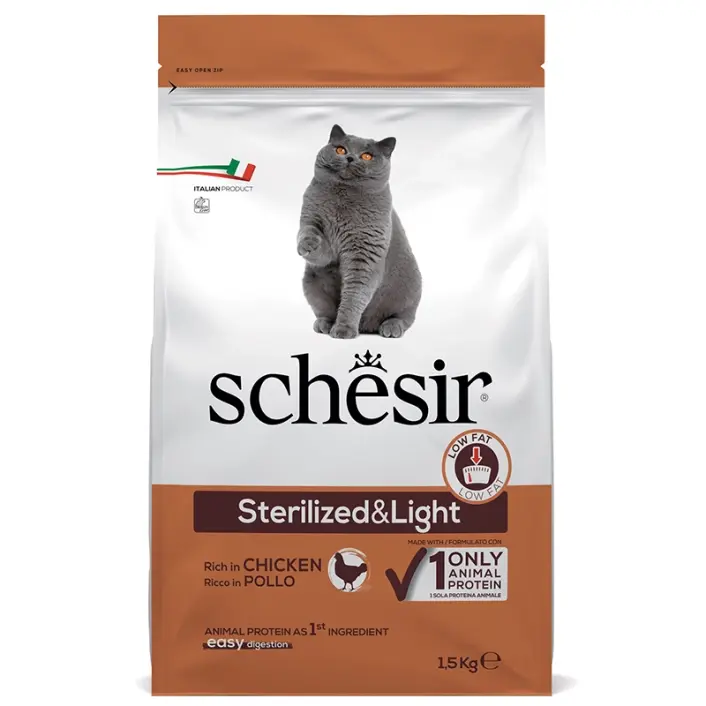 Сухий корм Schesir Cat Sterilized & Light для стерилізованих і кастрованих котів з куркою 1,5 кг