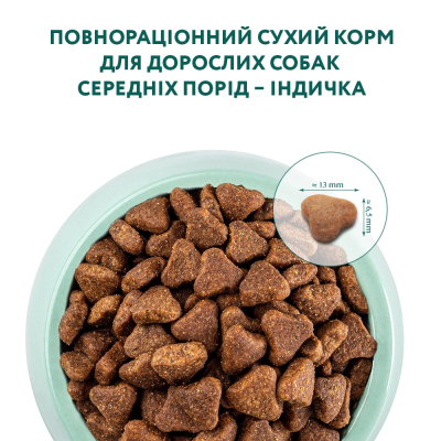 Сухий корм OptiMeal Adult Medium Breed для собак середніх порід з індичкою 4кг