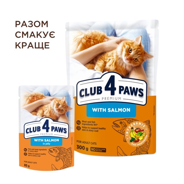 Вологий корм C4P Premium для котів з лососем в желе 85г